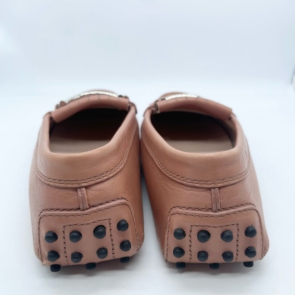 Tod’s Blush Pink/ Aurora double T Gommini leather loafers 38.5 - Picture 4 of 10